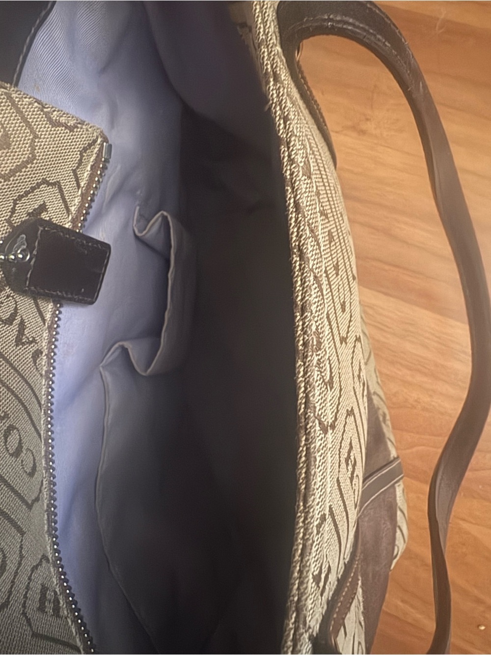 Coach Beige & Black Signature Shoulder Bag